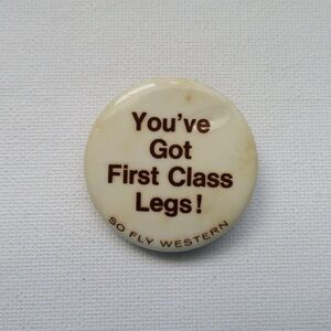 Vintage 1960's 70's Western Airlines First Class Stewardess Pinback Pin Button